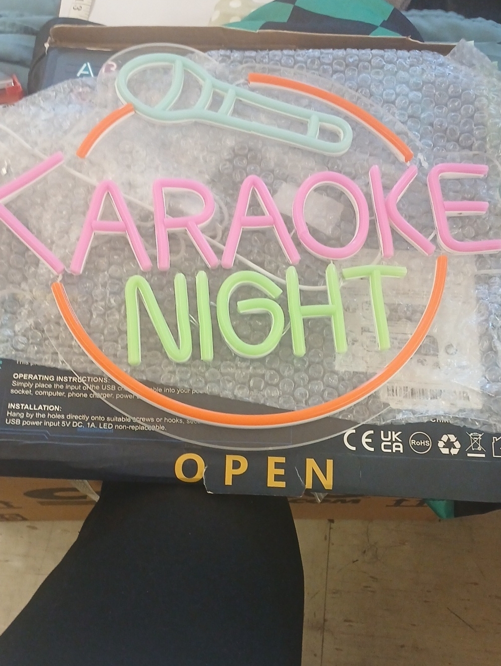 Karaoke Night Neon LED Sign - Pink, Green, Orange